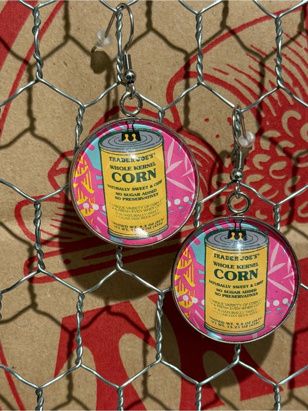 Trader Joe’s earrings 25mm famous canned corn